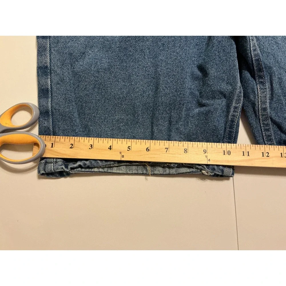VTG Y2K Baggy Full Blue Mens Denim Jean Shorts Med Wash Relaxed‎ Fit 36 Fits 34